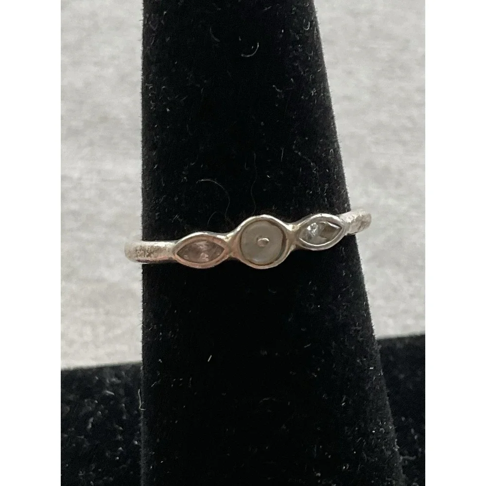 Pandora ALE 925 Sterling Silver Ring Size 5.75 Clear Stones